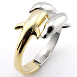 18K Gold Plated 3 Dolphin Bangle 2 Tone 