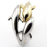 18K Gold Plated 3 Dolphin Bangle 2 Tone 