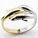 18K Gold Plated 3 Dolphin Bangle 2 Tone 