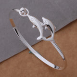 Silver Plated Dolphin Bangle 