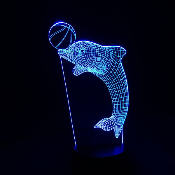 Amazing 3D Illusion Dolphin Balanced Ball Led Table Lamp - 7 colour changeable 