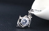 Beautiful Zircon Double Dolphin Necklace and Pendant 