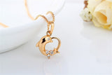 18K Yellow Gold Plated Dolphin Heart Charm Jewelry Set 