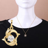 18K Gold Plated Crystal Pendant Dolphin Necklace 