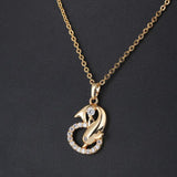 18k Gold Plated Crystal Pendant and Choker Dolphin Necklace 