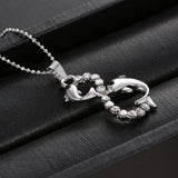 Hot Vintage Double Infinity Crystal Dolphin Pendant Necklace 