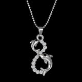 Hot Vintage Double Infinity Crystal Dolphin Pendant Necklace 