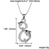 Hot Vintage Double Infinity Crystal Dolphin Pendant Necklace 