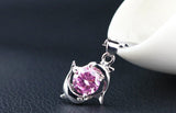 Beautiful Zircon Double Dolphin Necklace and Pendant 