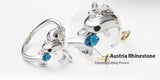Silver Plated Austrian Rhinestone Dolphin Ring 