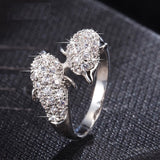 Silver Plated AAA Cubic Zircon Filled Dolphin Ring 