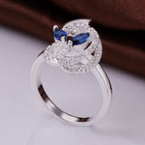 Silver Plated Cubic Zirconia Cocktail Dolphin Ring 