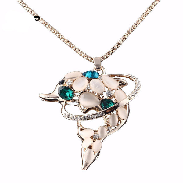 Stylish Hoop Dolphin Necklace and Pendant 