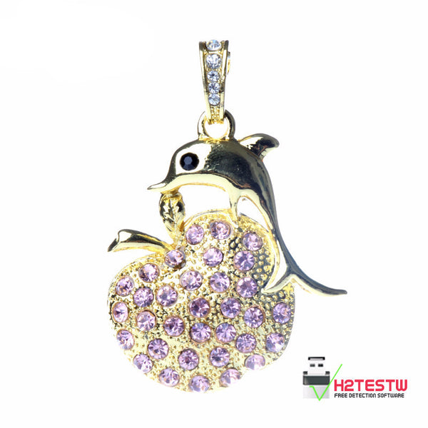 Crystal Diamond  Dolphoin Pendant with Flash Drive - 8G 16G 32G 64G Memory USB Stick (necklace not included) 