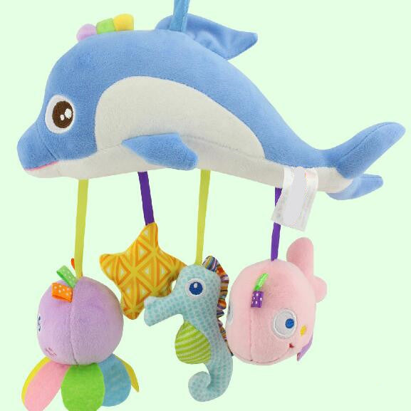 Infant Cartoon Dolphin Plush Hanging Baby Rattles 