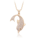 Adorable 18 K Gold Plated Leaping Dolphin Necklace and Pendant 