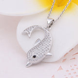 Adorable 18 K Gold Plated Leaping Dolphin Necklace and Pendant 