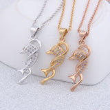 Elegant 18 K Gold Plated Entwined Wave Dolphin Necklace 