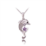 Elegant Cubic Zircon Encrusted Dolphin Necklace 