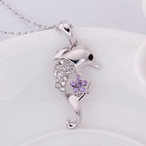 Elegant Cubic Zircon Encrusted Dolphin Necklace 