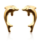 Gold Plated Hollow Dolphin Jewelry Set Including Necklace and Earrings 