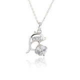 Stunning 18 K Gold Plated Round CZ Dolphin Necklace and Pendant 