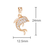 18 k Rose Gold Plated Stone Studded Dolphin Pendant Necklace 