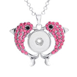 Crystal Snap Button Rhinestone Double Dolphin Pendant 