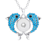 Crystal Snap Button Rhinestone Double Dolphin Pendant 