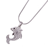 Unique Crystal Encrusted Dolphin Necklace and Pendant 