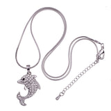 Unique Crystal Encrusted Dolphin Necklace and Pendant 