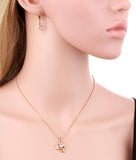 18K Gold Plated Pink Sapphire Dolphin Jewelry Set 