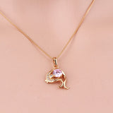 18K Gold Plated Pink Sapphire Dolphin Jewelry Set 