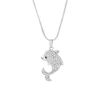 Elegant Rhinestone Crystal Filled Dolphin Necklace & Pendant