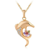 Gold Plated Dolphin Necklace With Elegant Dolphin Rhinestone Pendant