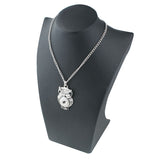 New Elegant Silver White Rhinestone Xinnver Snaps Necklace & OWL Pendant 