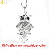 Natural  Stone Beads Hollow Carved Owl Locket Pendant Necklace - (also available in Round Ball & Egg) 