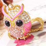 Trendy Womens Fashion Blue Charming Crystal and Gold Owl Pendant Necklace (many colours available) 