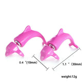 Cute Harajuku Stereo Piercing Dolphin Stud Earrings 