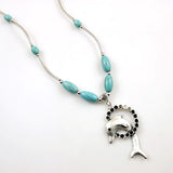 Tibetan Silver Turquoise Vintage Dolphin Necklace 