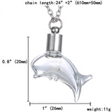 Glass Wishing bottle Dolphin Pendant Necklace - Choose from Dandelion or Glowing 