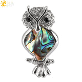 Standing Owl Shape Paua Shell Abalone Series Necklace and Pendant 