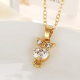 Trendy Crystal CZ  Womens Pendant Owl Necklace (in gold or silver colour) - Jewelry Gift for Her 