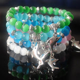 Vintage Opal Cat Eye Opal 8mm beads Sealife Dolphin Bracelet 