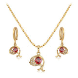 18K Gold Plated Pink Sapphire Dolphin Jewelry Set 