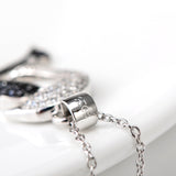 925 Sterling Silver White Black Cubic Zirconia Dolphin Necklace 