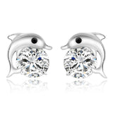 Silver Crystal Dolphin Jewelry Set For Women 