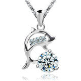Silver Crystal Dolphin Jewelry Set For Women 