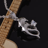 Silver Plated Zircon Dolphin Jewelry Set 