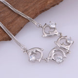 Silver Plated Zircon Dolphin Jewelry Set 